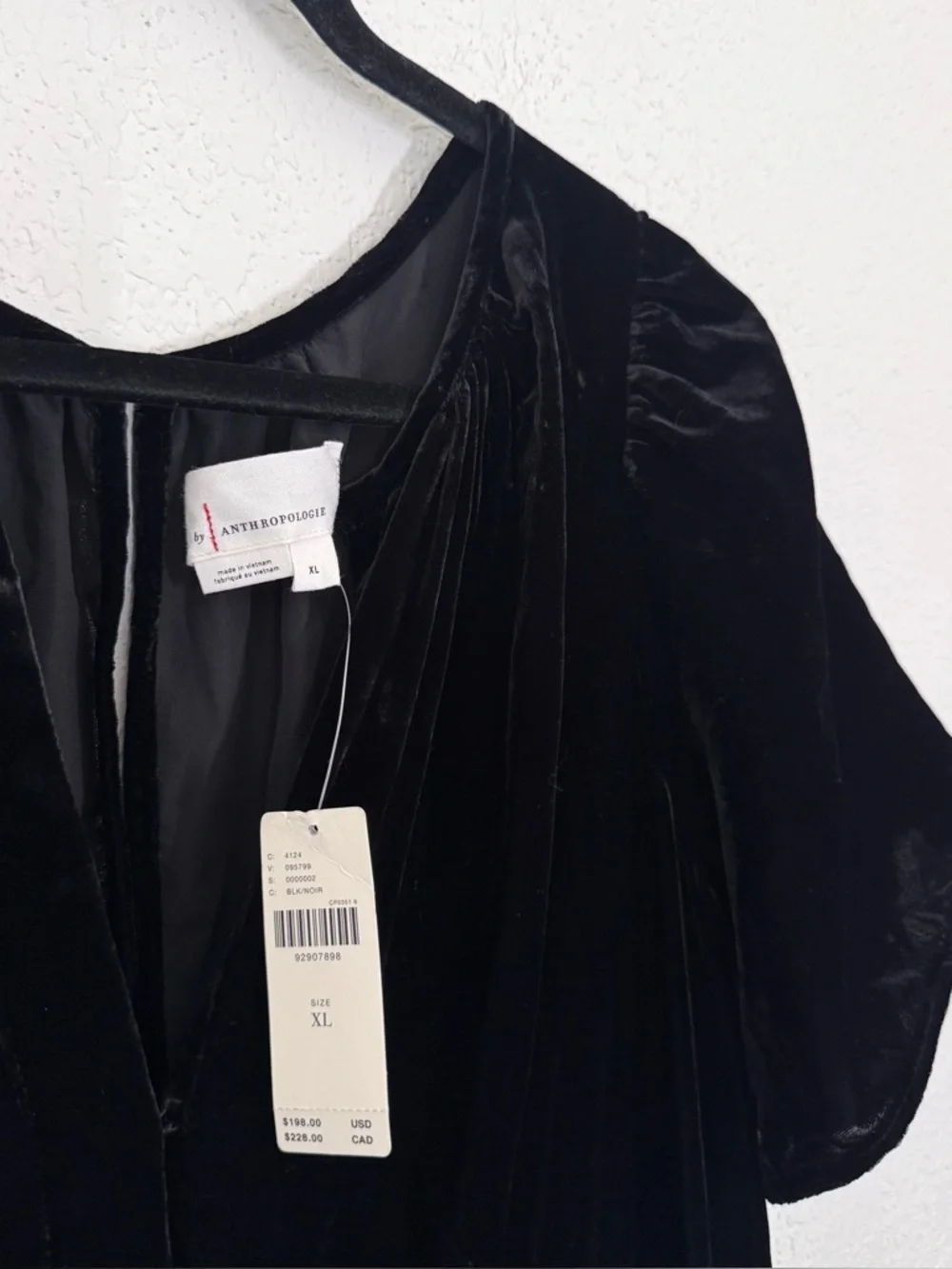Anthropologie The Somerset Smocked Velvet Wide Leg Jumpsuit in Black XL NEW
